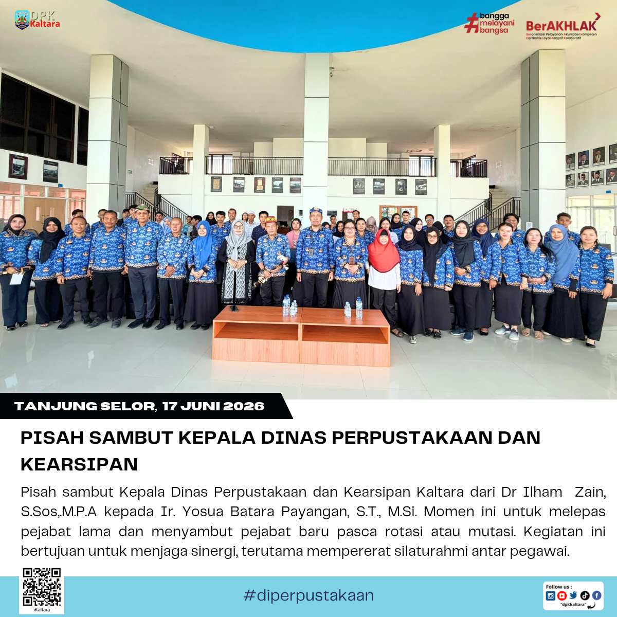 Pisah sambut Kepala Dinas Perpustakaan dan Kearispan