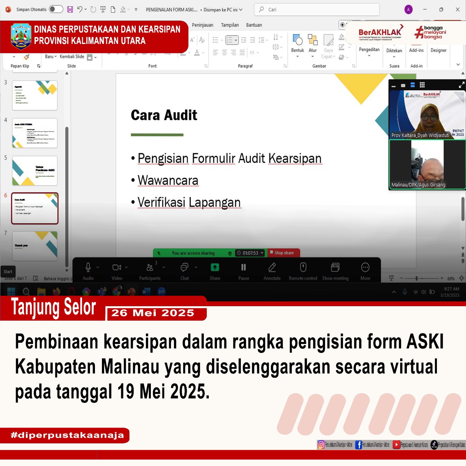 Dinas Perpustakaan dan Kearsipan Provinsi Kalimantan Utara Gelar Serangkaian Kegiatan Pembinaan Kearsipan