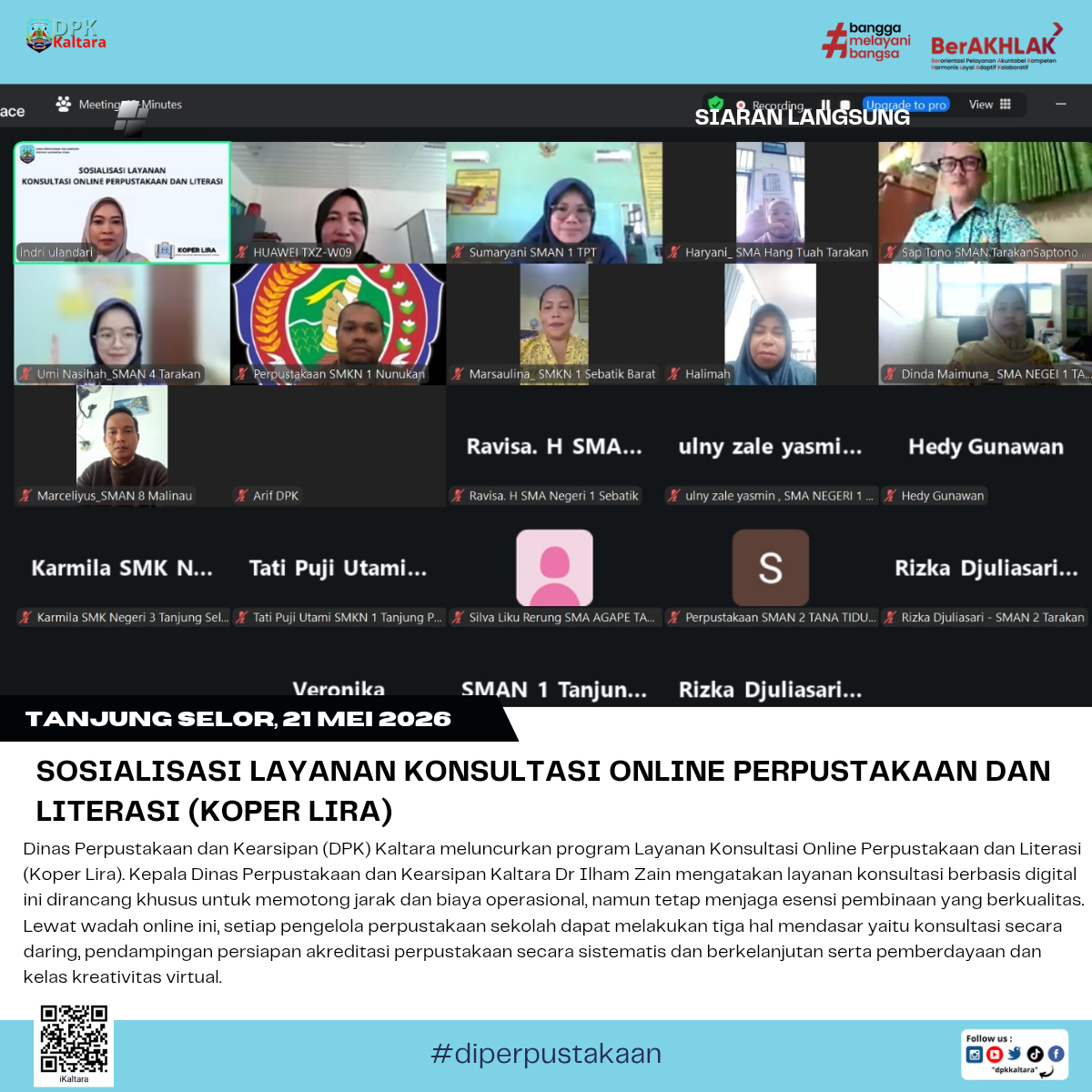 Sosialisasi Layanan Konsultasi Online Perpustakaan dan Literasi (Koper Lira)