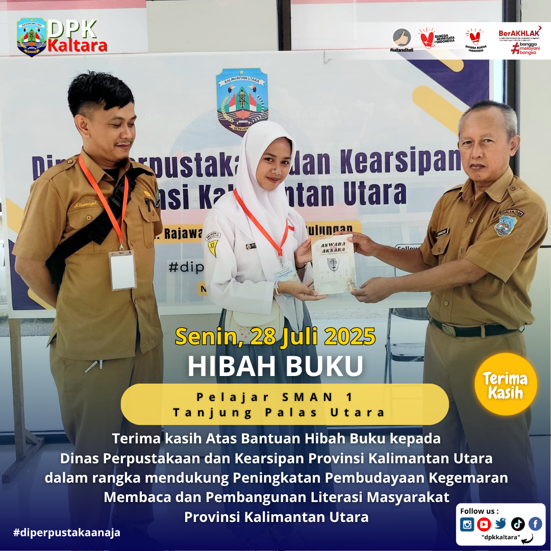 Hibah buku dari Pelajar SMAN 1 Tanjung Palas Utara 