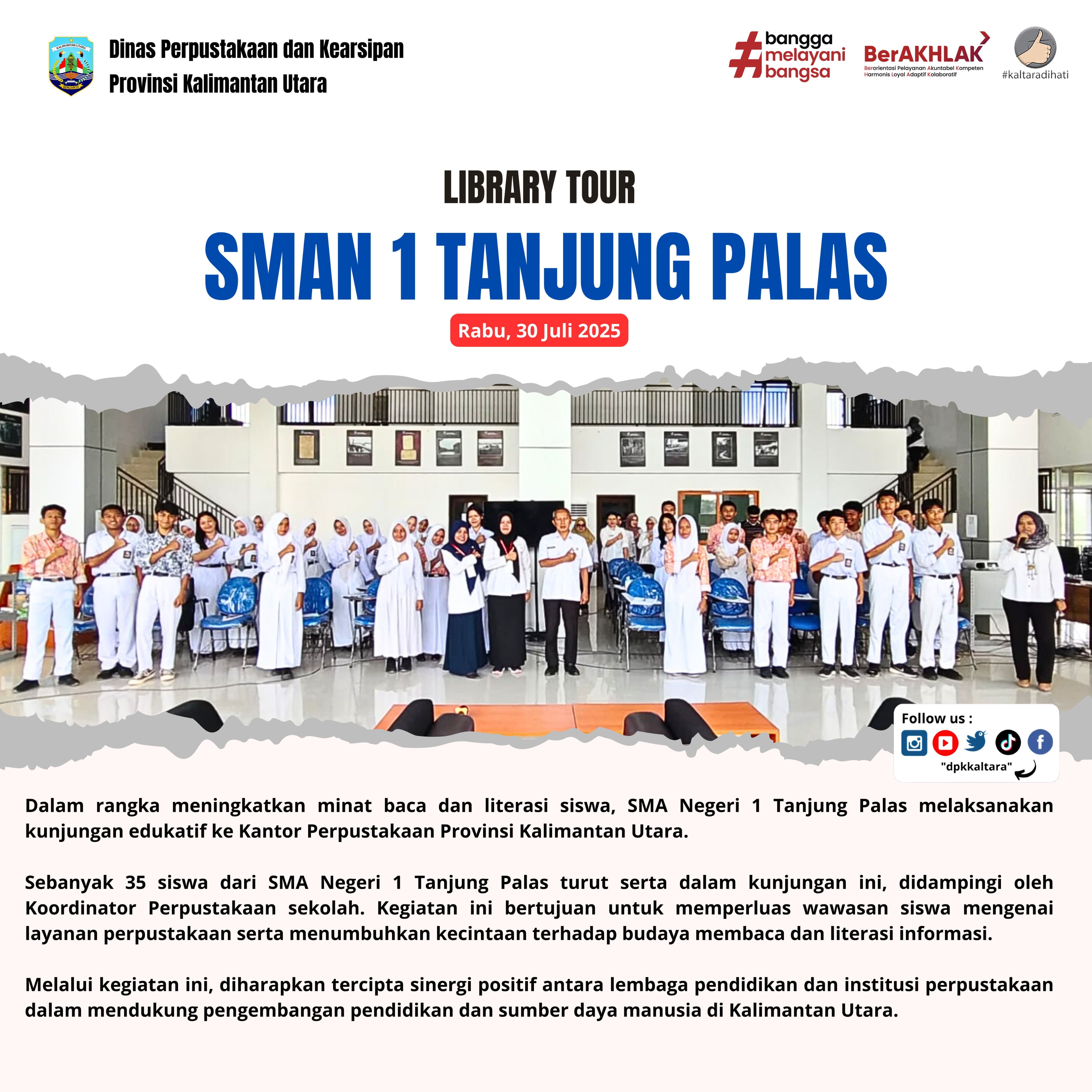Library tour SMA Negeri Tanjung Palas Utara