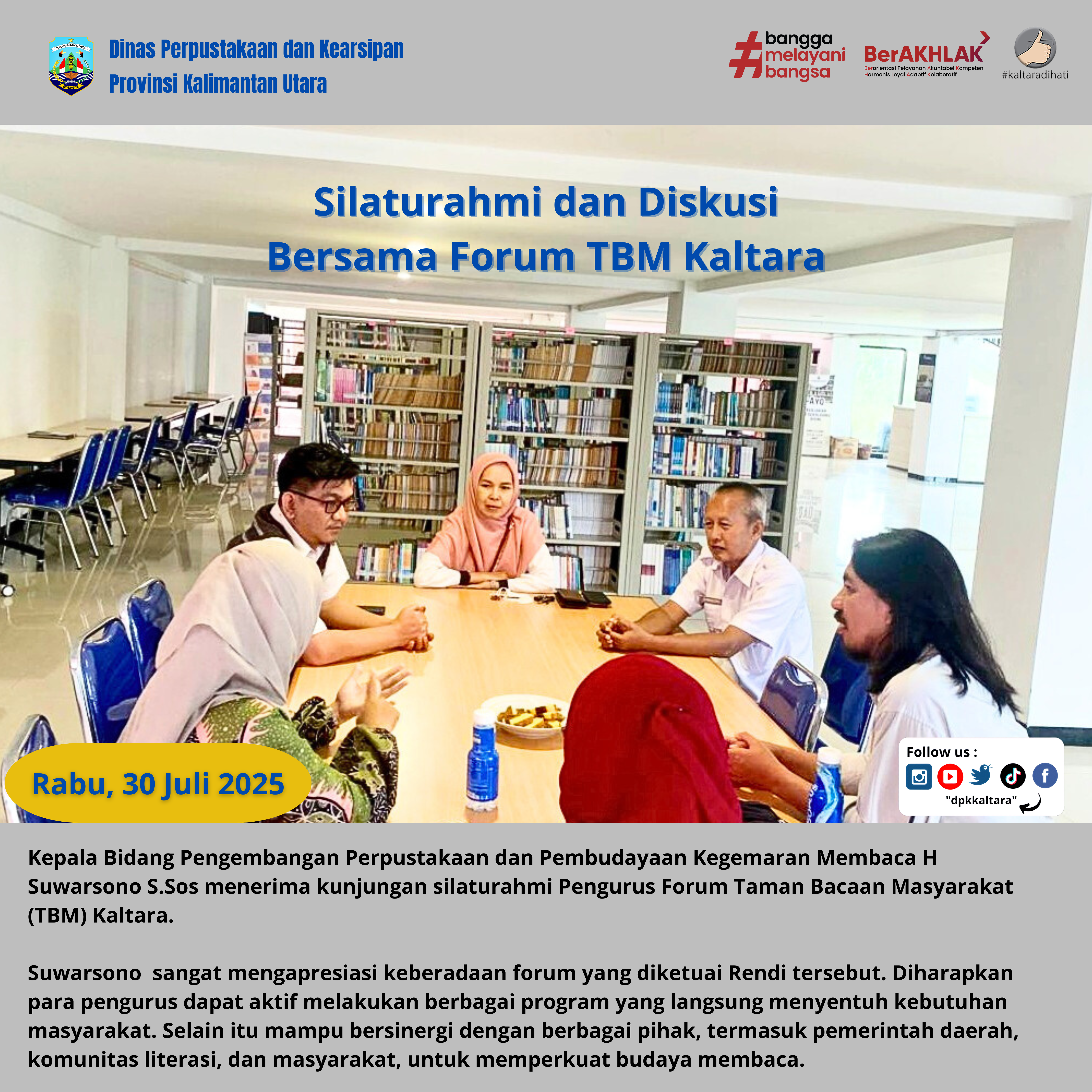 Silaturahmi dan Diskusi Bersama Forum TBM Kaltara