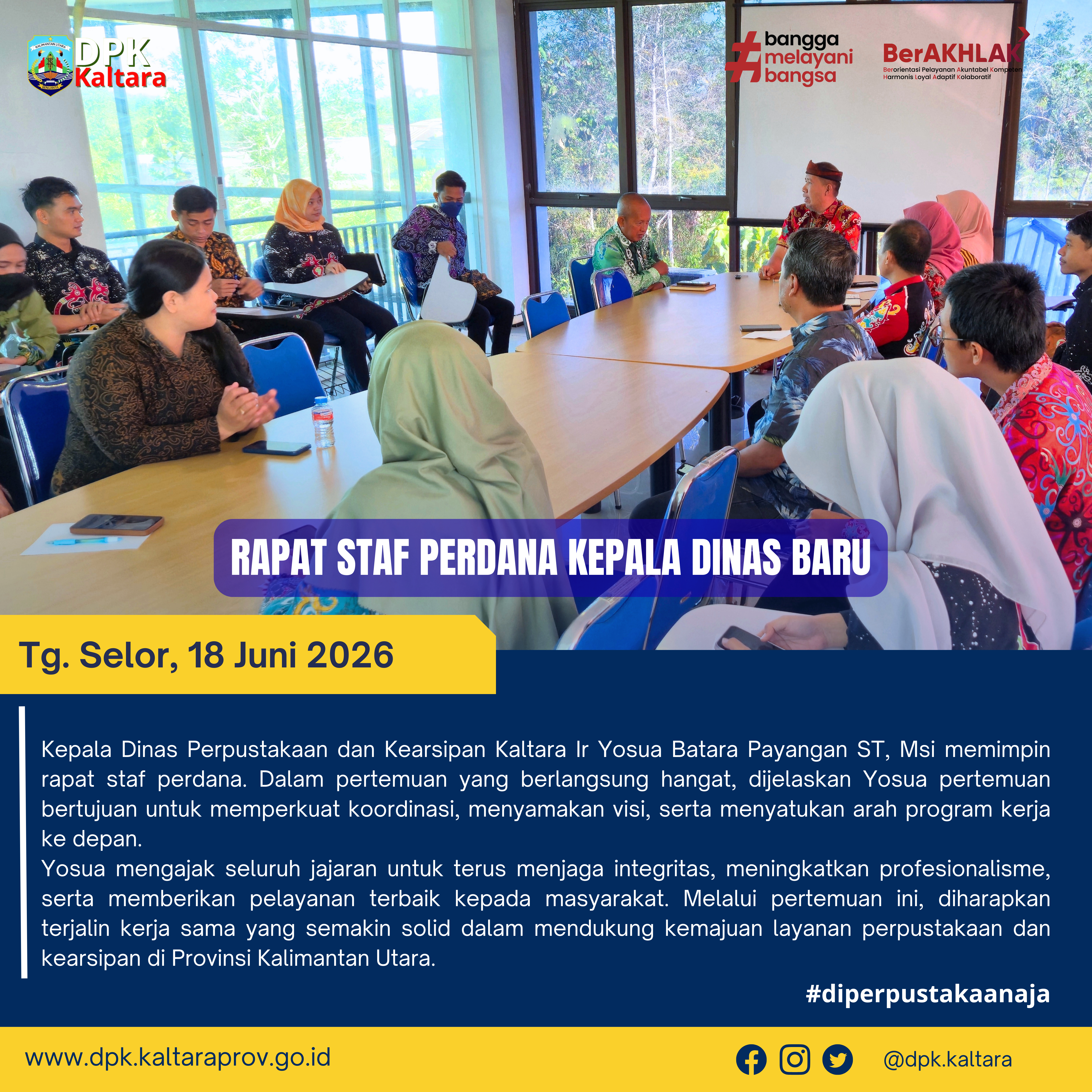 Rapat Staf Perdana Kadis Baru