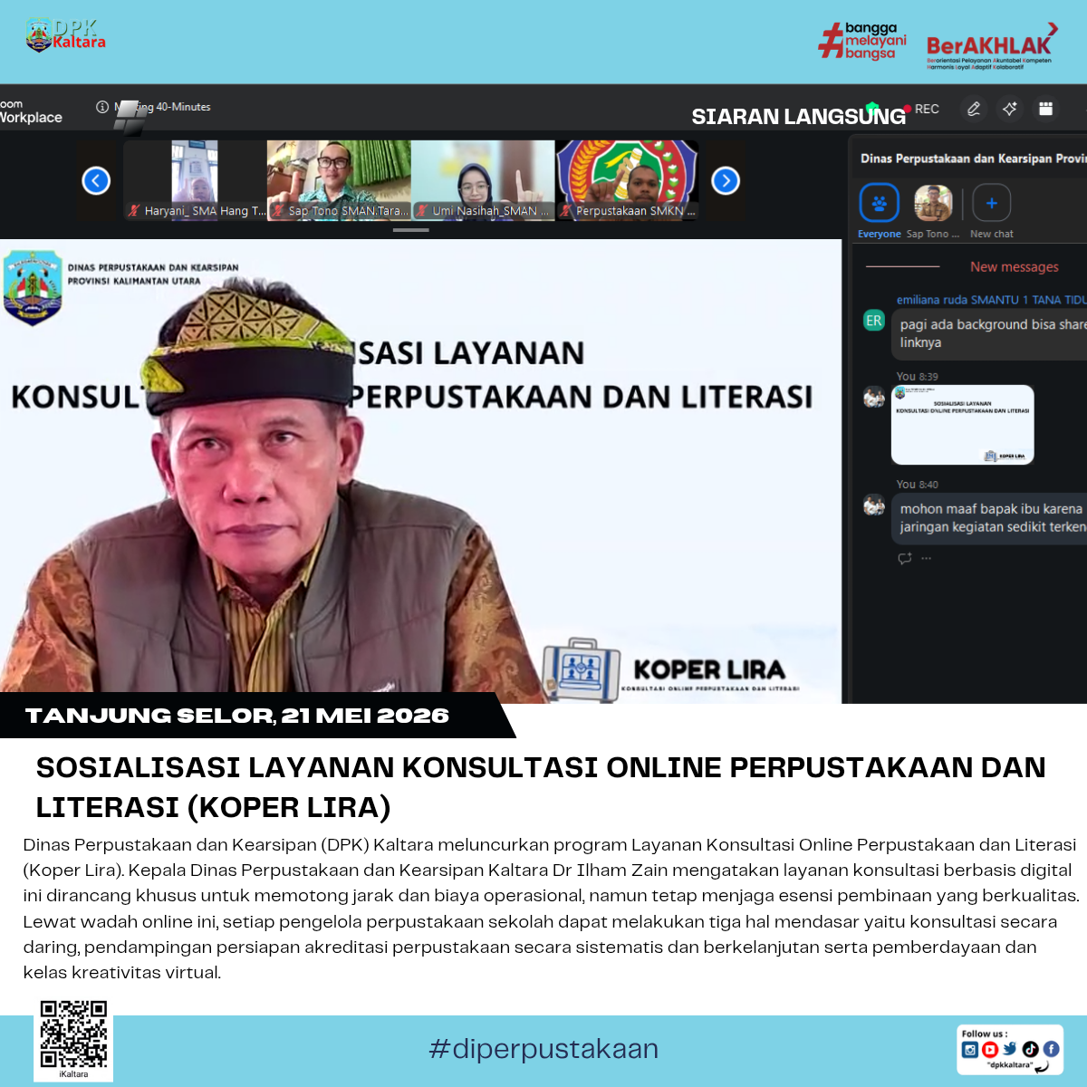 Sosialisasi Layanan Konsultasi Online Perpustakaan dan Literasi (Koper Lira)