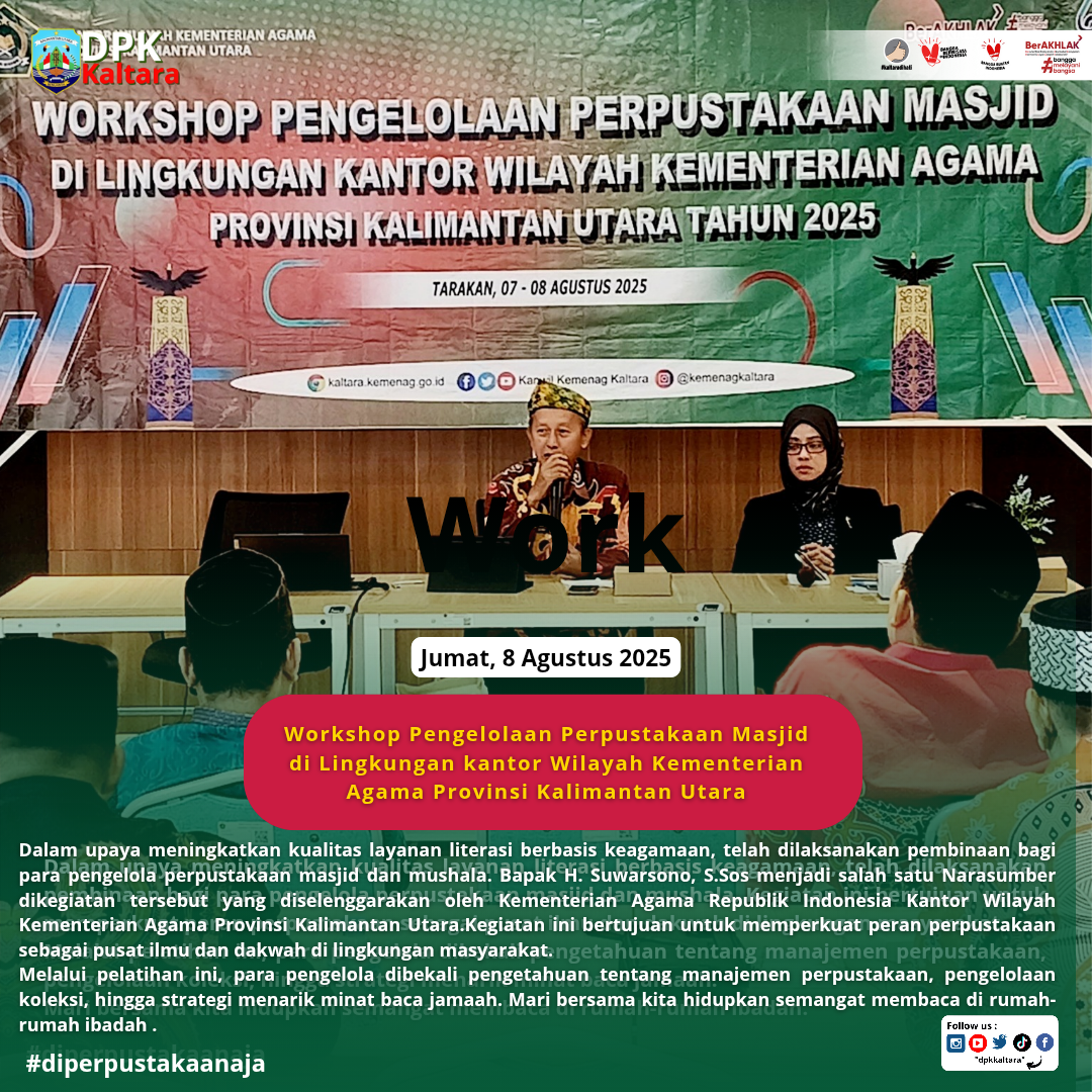 Workshop Pengelolaan Perpustakaan Masjid di Lingkungan Kantor Wilayah Kementerian Agama Provinsi Kalimantan Utara 